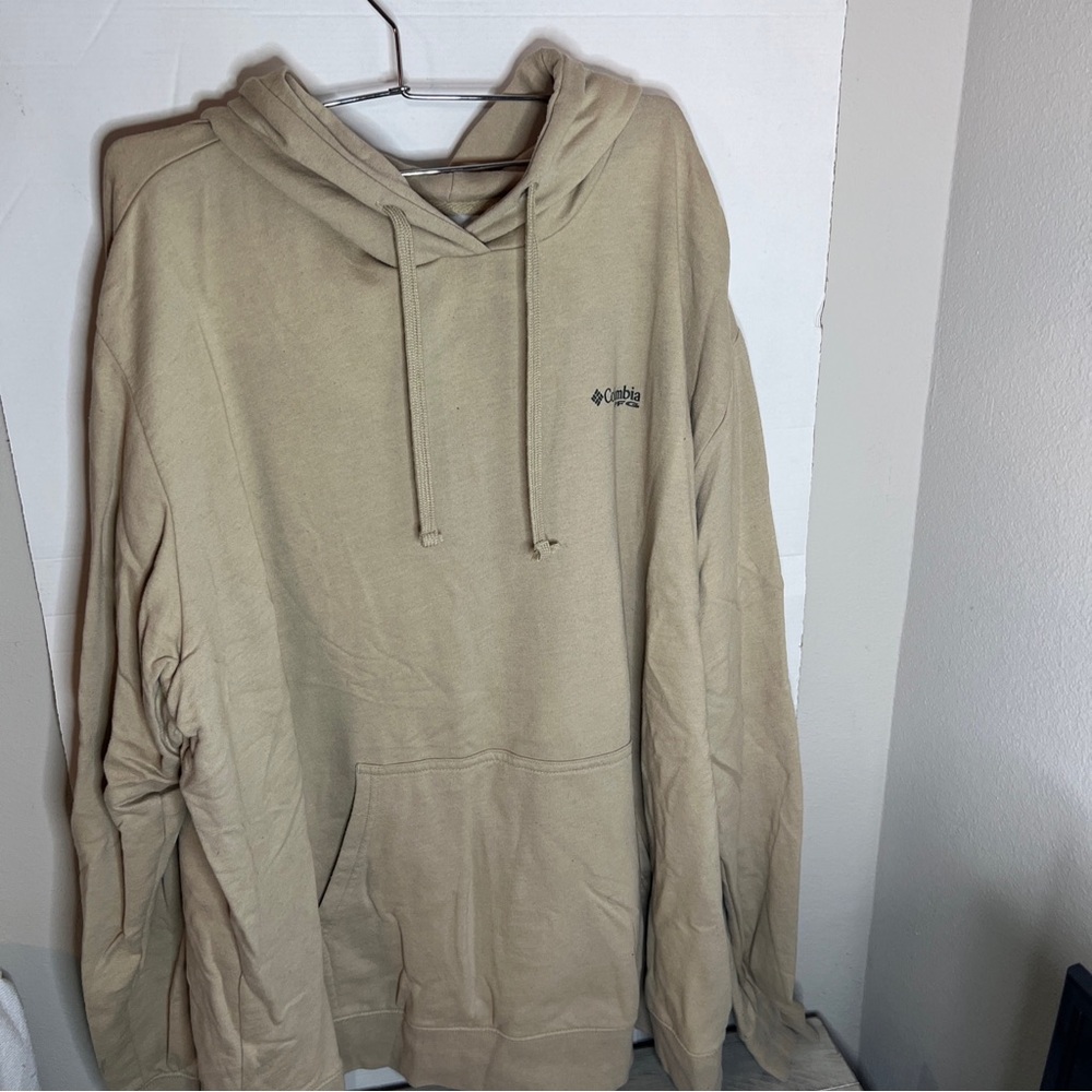 Columbia PFG Sweatshirt Mens XXL Beige Hoodie Embroidered Sportswear Sweater